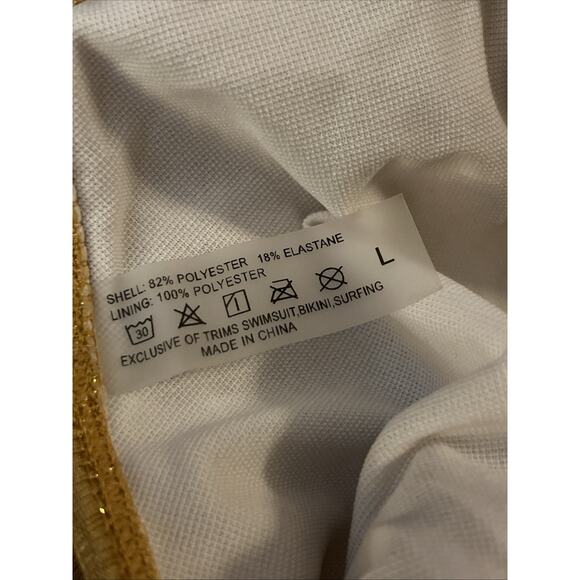 Sexy Women's Metallic Gold Bikini Set & Crystal Headband,triangle Halter, Large - Picture 7 of 14